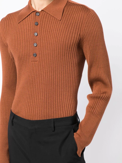 Shop Erdem Fine-knit Polo Shirt In Brown