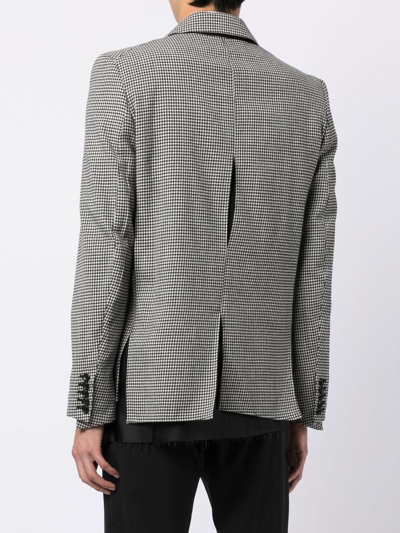 Shop Sulvam Raw-cut Asymmetric Houndstooth Blazer In Grey