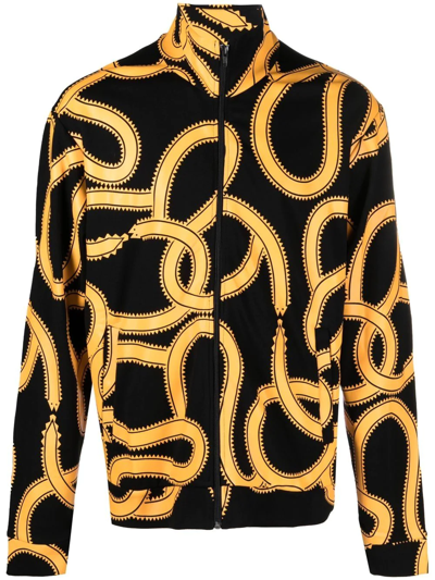 Shop Marcelo Burlon County Of Milan Snake-print Zip-up Jacket In Schwarz