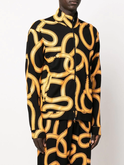Shop Marcelo Burlon County Of Milan Snake-print Zip-up Jacket In Schwarz