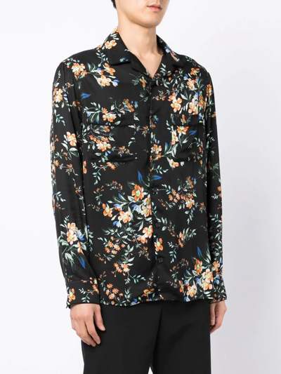 Shop Erdem Floral-print Long-sleeve Shirt In Black