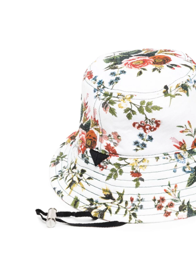 Shop Erdem Floral-print Linen Bucket Hat In White