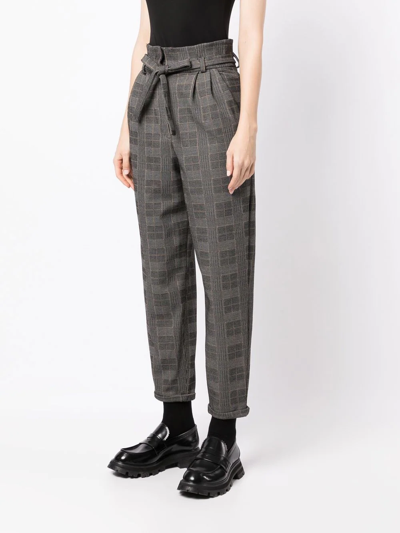Shop Antonio Marras Check-print High-waisted Trousers In Black