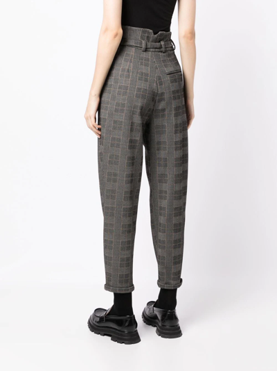 Shop Antonio Marras Check-print High-waisted Trousers In Black