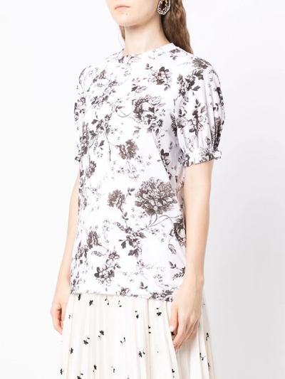 Shop Erdem Beatrice Floral-print Cotton T-shirt In White