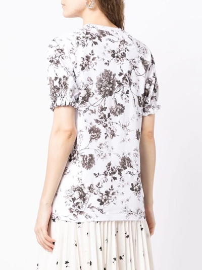 Shop Erdem Beatrice Floral-print Cotton T-shirt In White