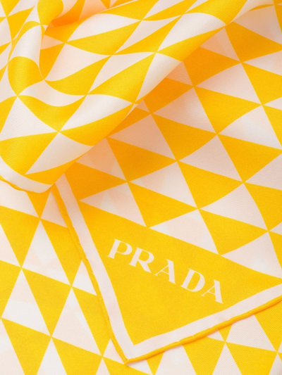 Shop Prada Geometric-print Silk Scarf In Weiss