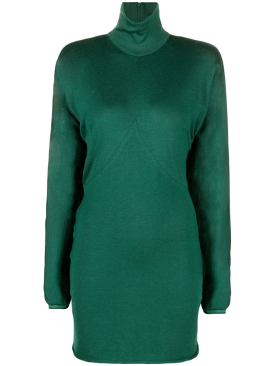 Shop Philosophy Di Lorenzo Serafini Draped-sleeve Knitted Dress In Grün