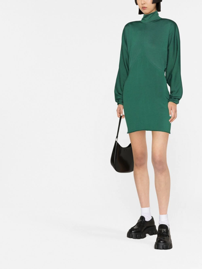 Shop Philosophy Di Lorenzo Serafini Draped-sleeve Knitted Dress In Grün