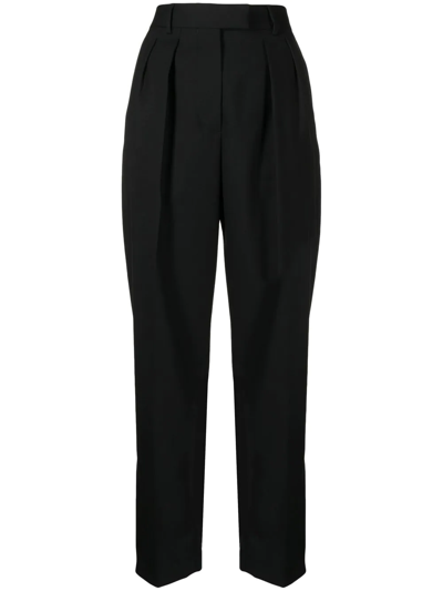 Shop Paul Smith Wool Tapered Trousers In Black