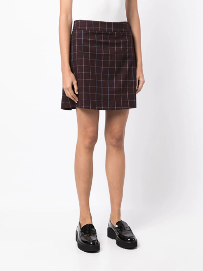 Shop Ps By Paul Smith Check-print Mini Skirt In Red