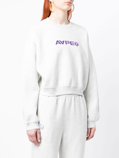 Shop Aape By A Bathing Ape Embroidered-logo Long-sleeve Sweatshirt In Grau