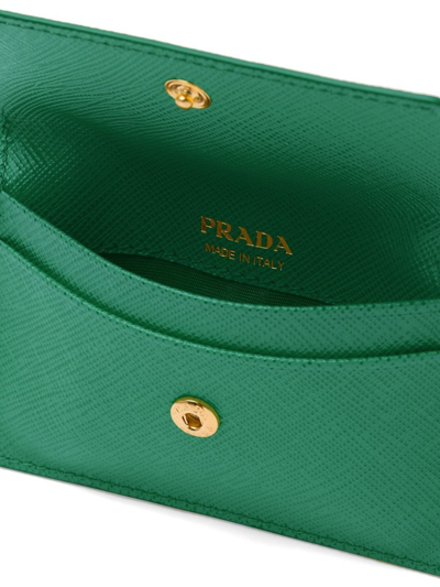Shop Prada Triangle-plaque Cardholder In Grün