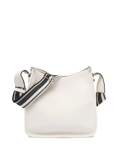 Shop Prada Logo Plaque Shoulder Bag In Weiss
