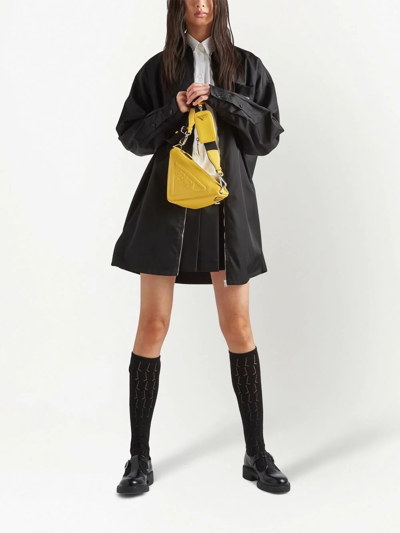 Shop Prada Triangle Leather Shoulder Bag In Gelb