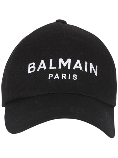 Shop Balmain Logo-embroidered Cap In Schwarz