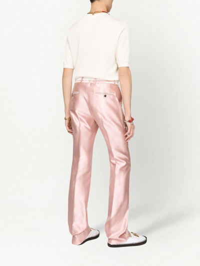 Shop Dolce & Gabbana Dg-logo Short-sleeve Silk Jumper In Rosa