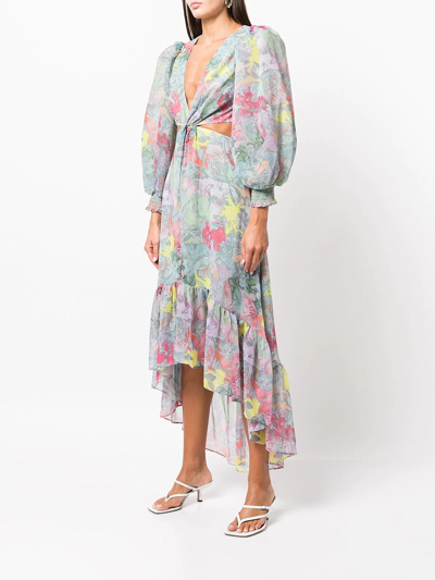 Shop Alice And Olivia X Lola Schnable Katia Maxi-dress In Grün