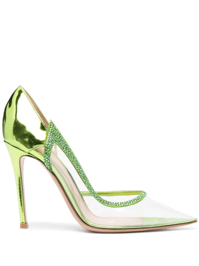 Shop Gianvito Rossi 105 Crystal-embellished Pumps In Green