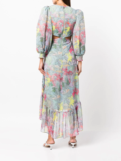 Shop Alice And Olivia X Lola Schnable Katia Maxi-dress In Grün