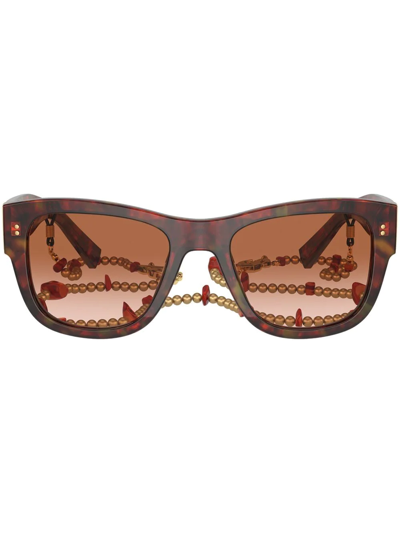 Shop Dolce & Gabbana Corallo Square-frame Sunglasses In Braun