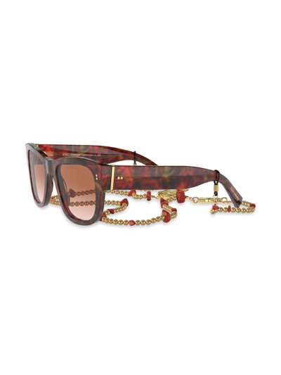 Shop Dolce & Gabbana Corallo Square-frame Sunglasses In Braun