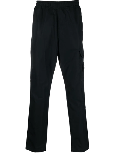 Shop Stone Island Compass-patch Cargo Trousers In Schwarz
