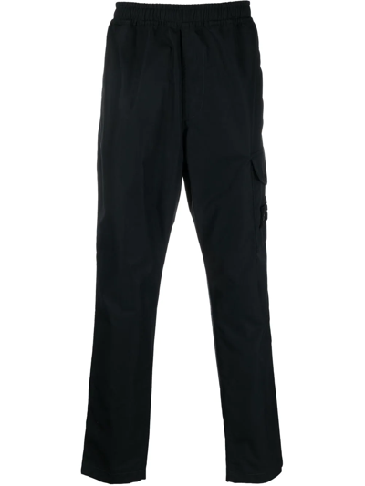 Stone Island Compass-patch Cargo Trousers In Schwarz