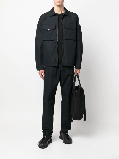 Stone Island Compass-patch Cargo Trousers In Schwarz