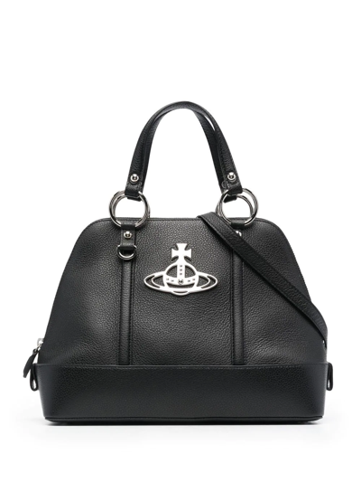 Shop Vivienne Westwood Jordan Medium Leather Handbag In Schwarz