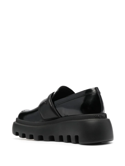 Shop Vic Matie Square-toe Leather Penny Loafers In Schwarz