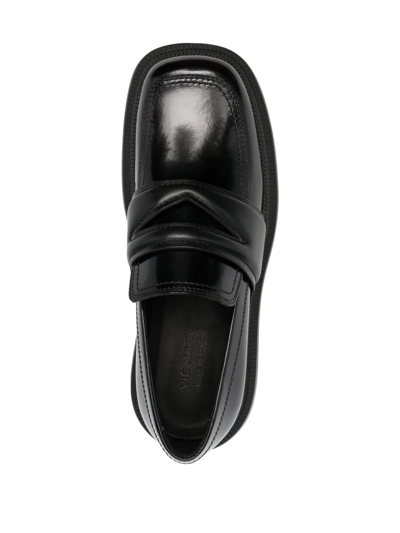 Shop Vic Matie Square-toe Leather Penny Loafers In Schwarz