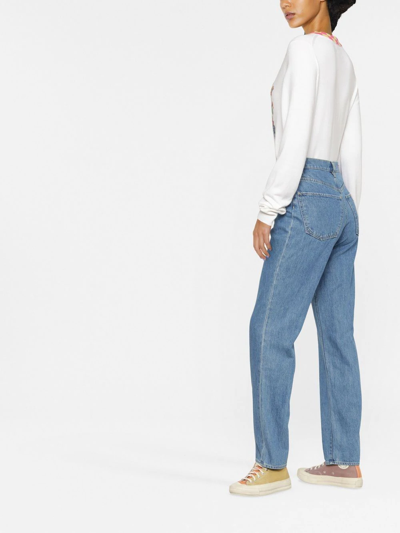 Shop Kenzo High-waist Straight Leg Jeans In Blau