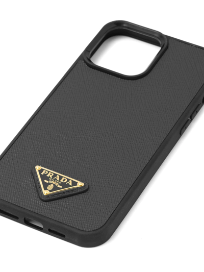 Shop Prada Triangle-logo Iphone 13 Pro Max Case In Black