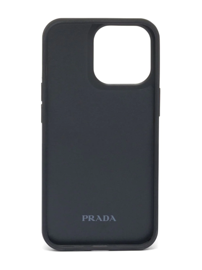 Shop Prada Triangle-logo Iphone 13 Pro Cover In Black