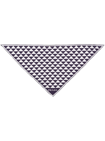 Shop Prada Geometric-print Silk Scarf In Blau