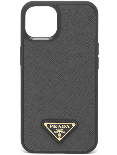 Shop Prada Logo Iphone 13 Case In Schwarz