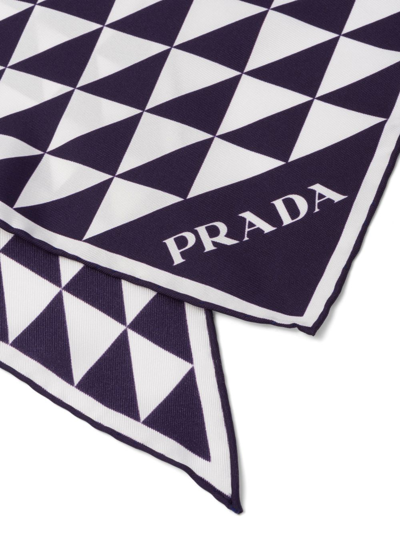 Shop Prada Geometric-print Silk Scarf In Blau