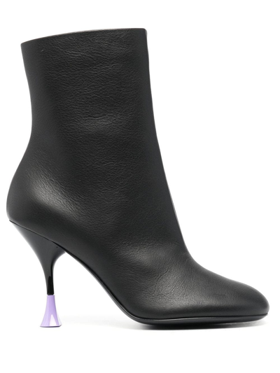 Shop 3juin 95mm Leather Ankle Boots In Schwarz