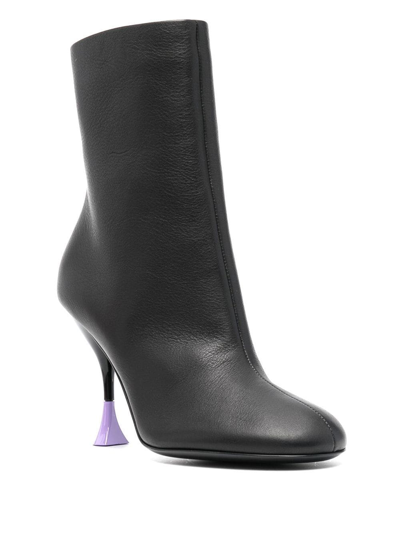 Shop 3juin 95mm Leather Ankle Boots In Schwarz