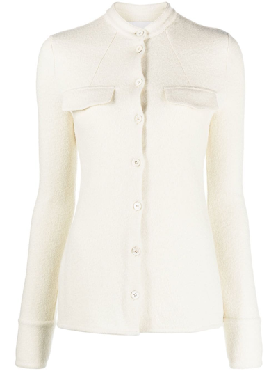 Jil Sander Ivory Stretch Wool Blend Shirt In Nude