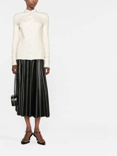 Jil Sander Ivory Stretch Wool Blend Shirt In Nude