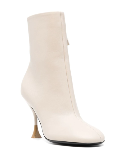 Shop 3juin 100mm Leather Ankle Boots In Nude