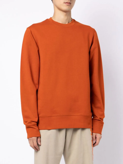 Shop Y-3 Logo-print Crew-neck Cotton Sweatshirt In Orange