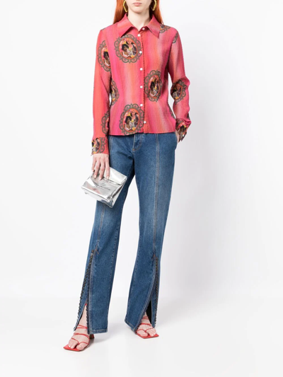 Shop Ahluwalia Lily Graphic-print Shirt In Rosa
