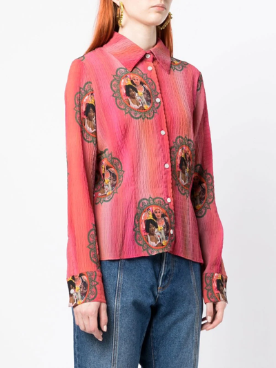 Shop Ahluwalia Lily Graphic-print Shirt In Rosa