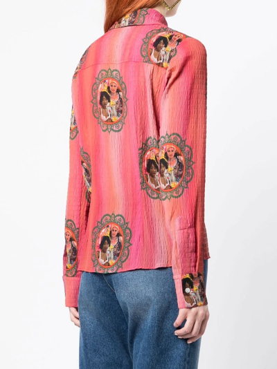 Shop Ahluwalia Lily Graphic-print Shirt In Rosa