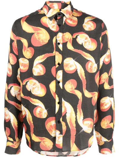 Viktor & Rolf Graphic-print Button-up Shirt In Schwarz