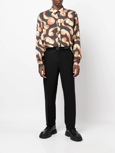 Shop Viktor & Rolf Graphic Print Long Sleeve Shirt In Schwarz