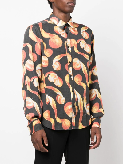 Shop Viktor & Rolf Graphic Print Long Sleeve Shirt In Schwarz